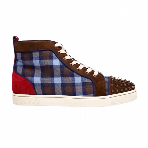 Christian Louboutin Lou Spikes Orlato Flat 'Plaid - Version Blue'