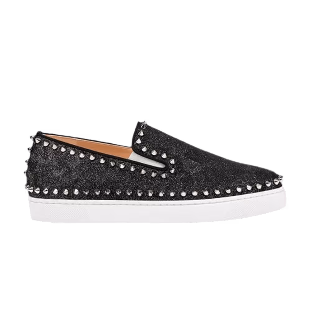 Christian Louboutin Women's Pik Boat Flat Black Argent