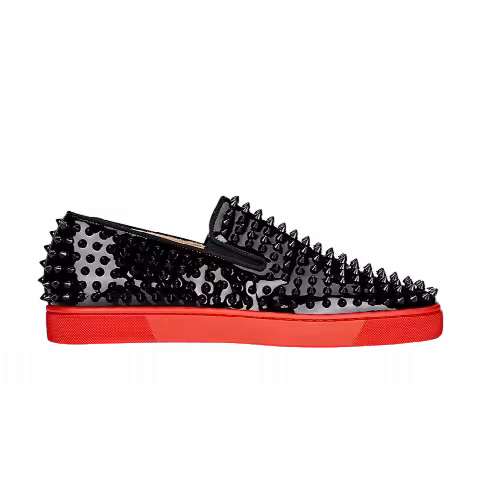 Christian Louboutin Roller Boat Flat Spike 'Black Red'