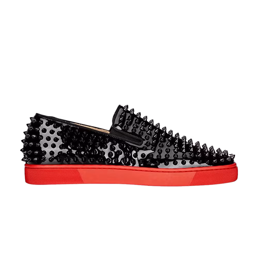 Christian Louboutin Roller Boat Flat Spike Black Red