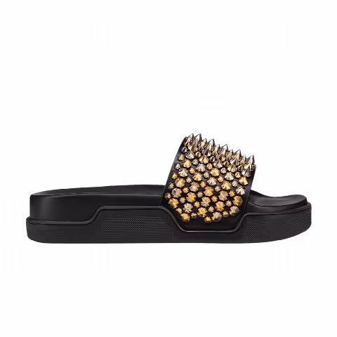 Christian Louboutin Pool Roc Slide 'Black Gold Spikes'