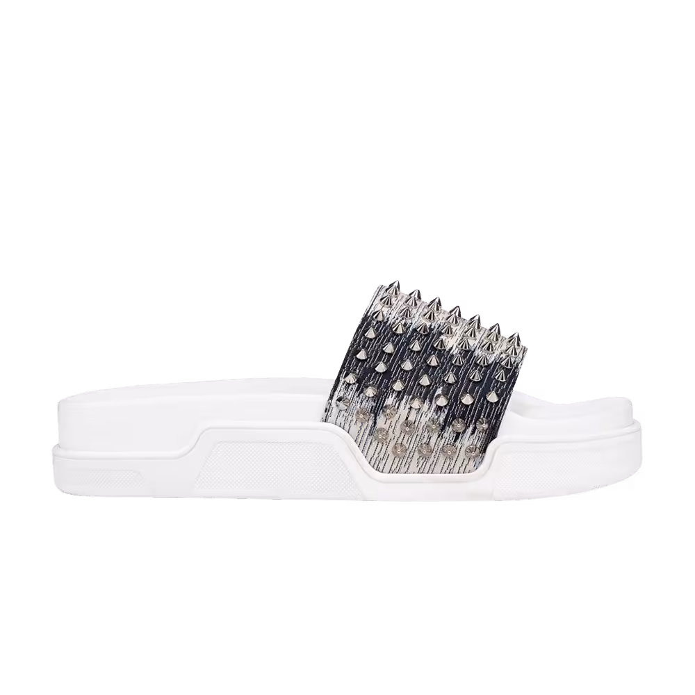 Christian Louboutin Pool Fun Slide Denim Silver