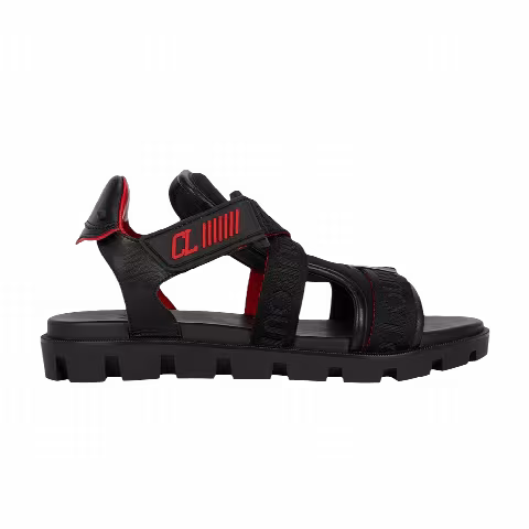 Christian Louboutin Velcrissimo Spiked Sandal 'Black Red'