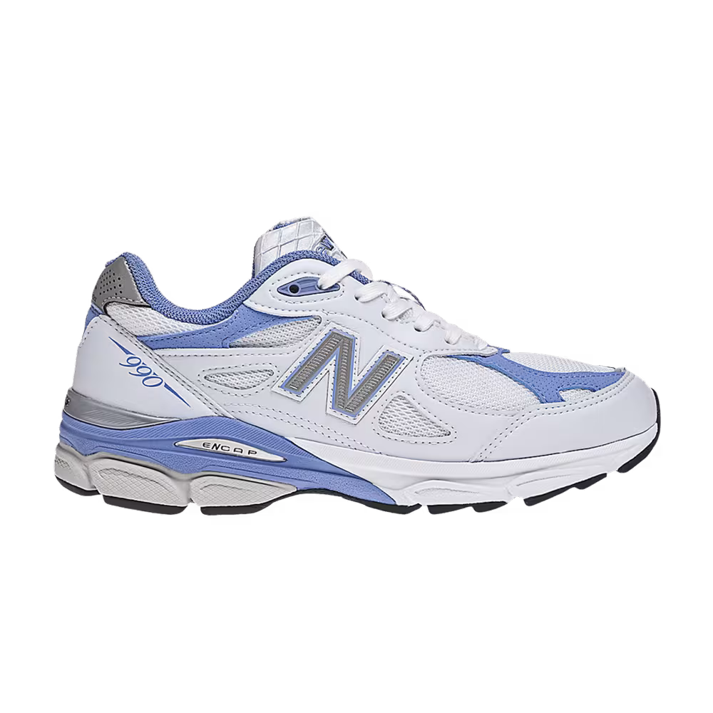 New Balance Women's 990v3 Made In USA Wide White Blue