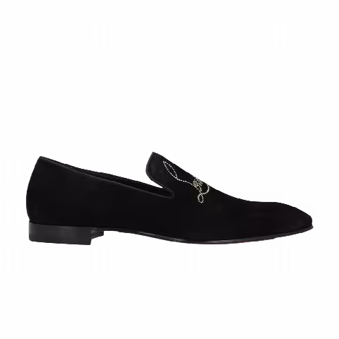 Christian Louboutin Dandelion Strass Flat Veau Velours GG 'Black'