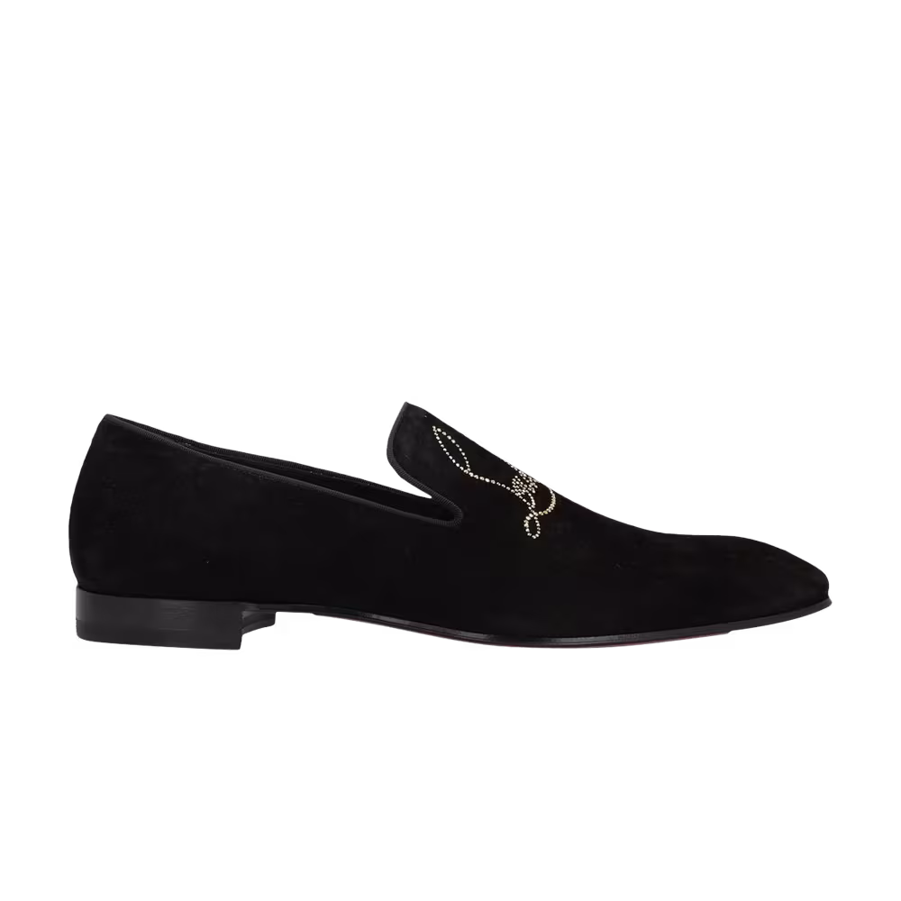 Christian Louboutin Dandelion Strass Flat Veau Velours GG Black