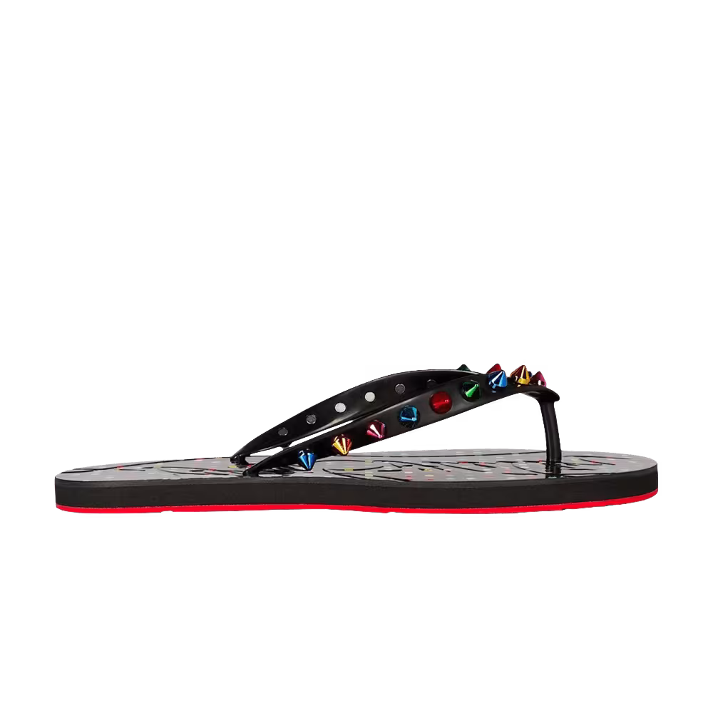 Christian Louboutin Women's Loubi Flip Spikes Donna Flat Black