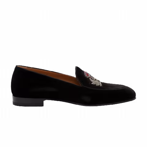 Christian Louboutin Crest On The Nile Flat Velvet 'Black'