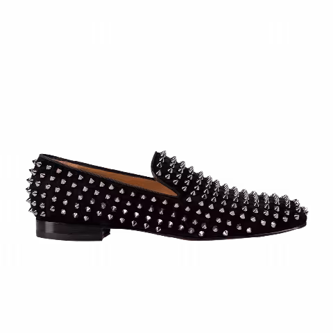 Christian Louboutin Rollerboy Spikes Flat Veau Velours 'Black Dark Gun'