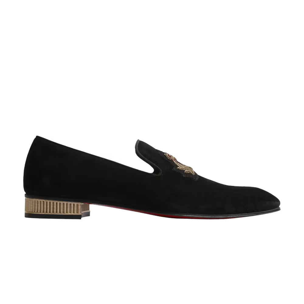 Christian Louboutin Captain Colonnaki Flat Veau Velours Black Bronzo