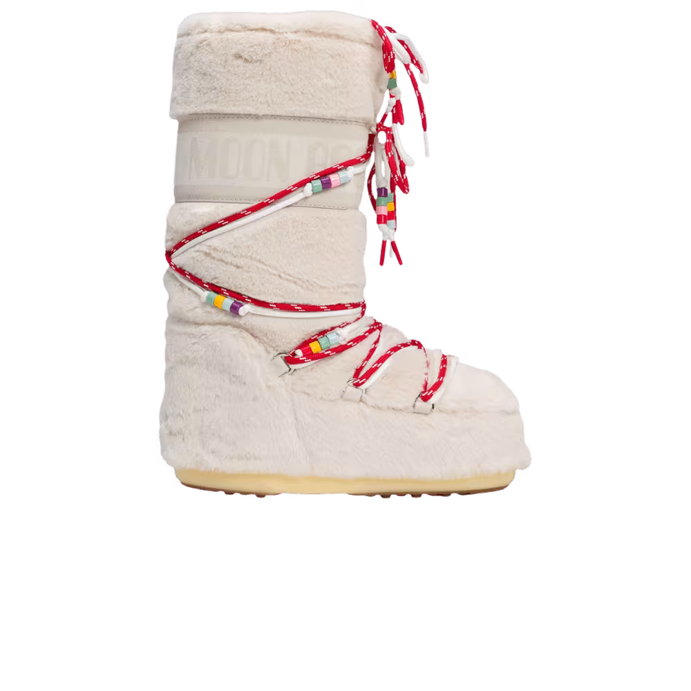 Moon Boot Icon Faux-Fur Boot White Beads