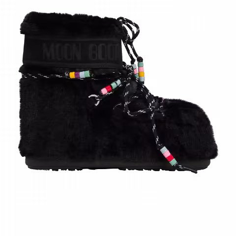 Moon Boot Icon Faux-Fur Low Boot 'Black Beads'
