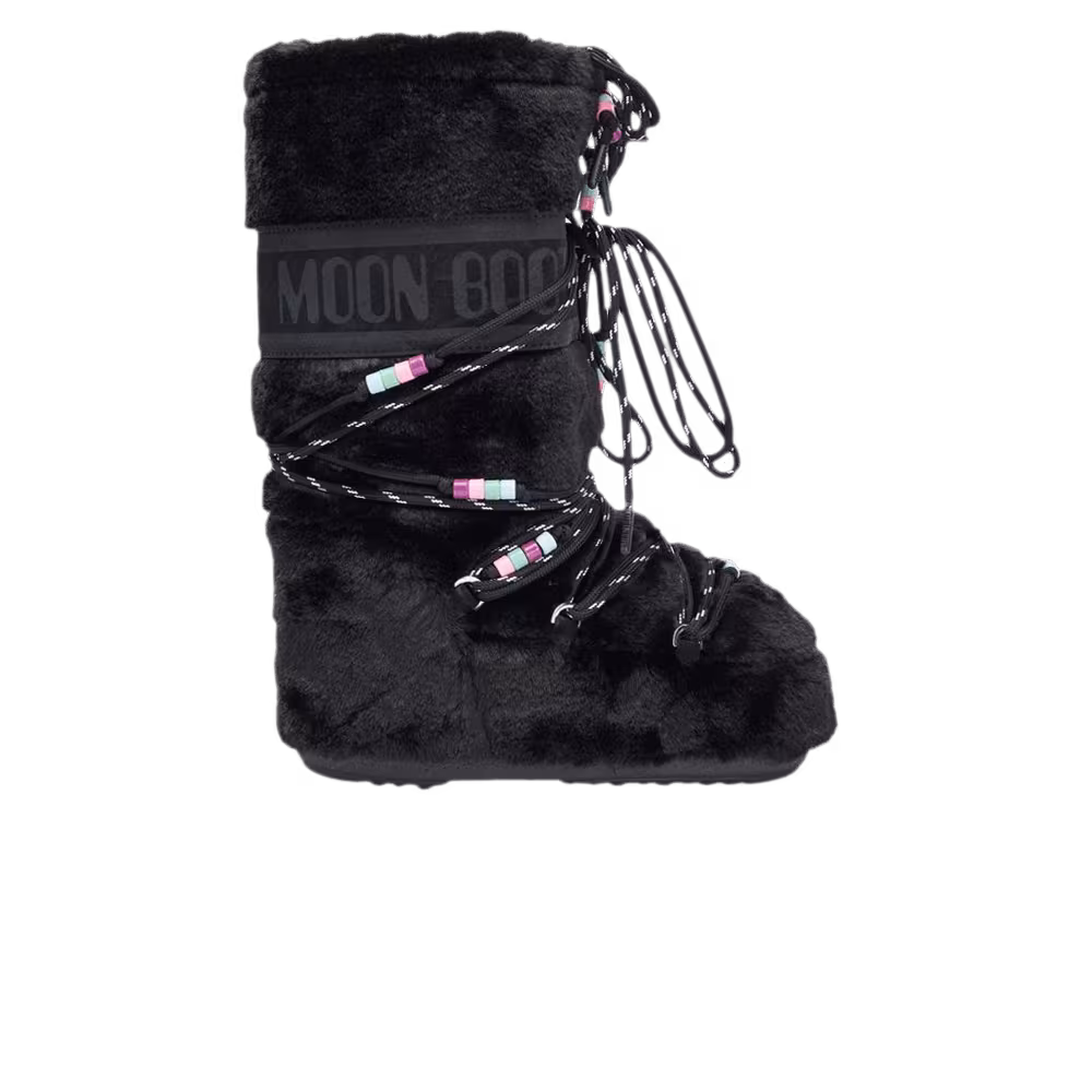 Moon Boot Icon Faux-Fur Boot Black Beads