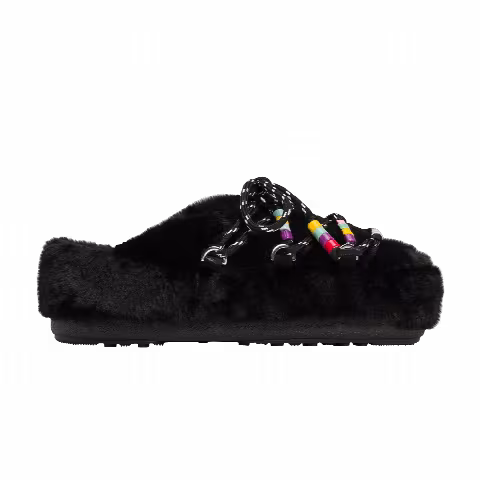 Moon Boot Mule Faux Fur 'Black Beads'