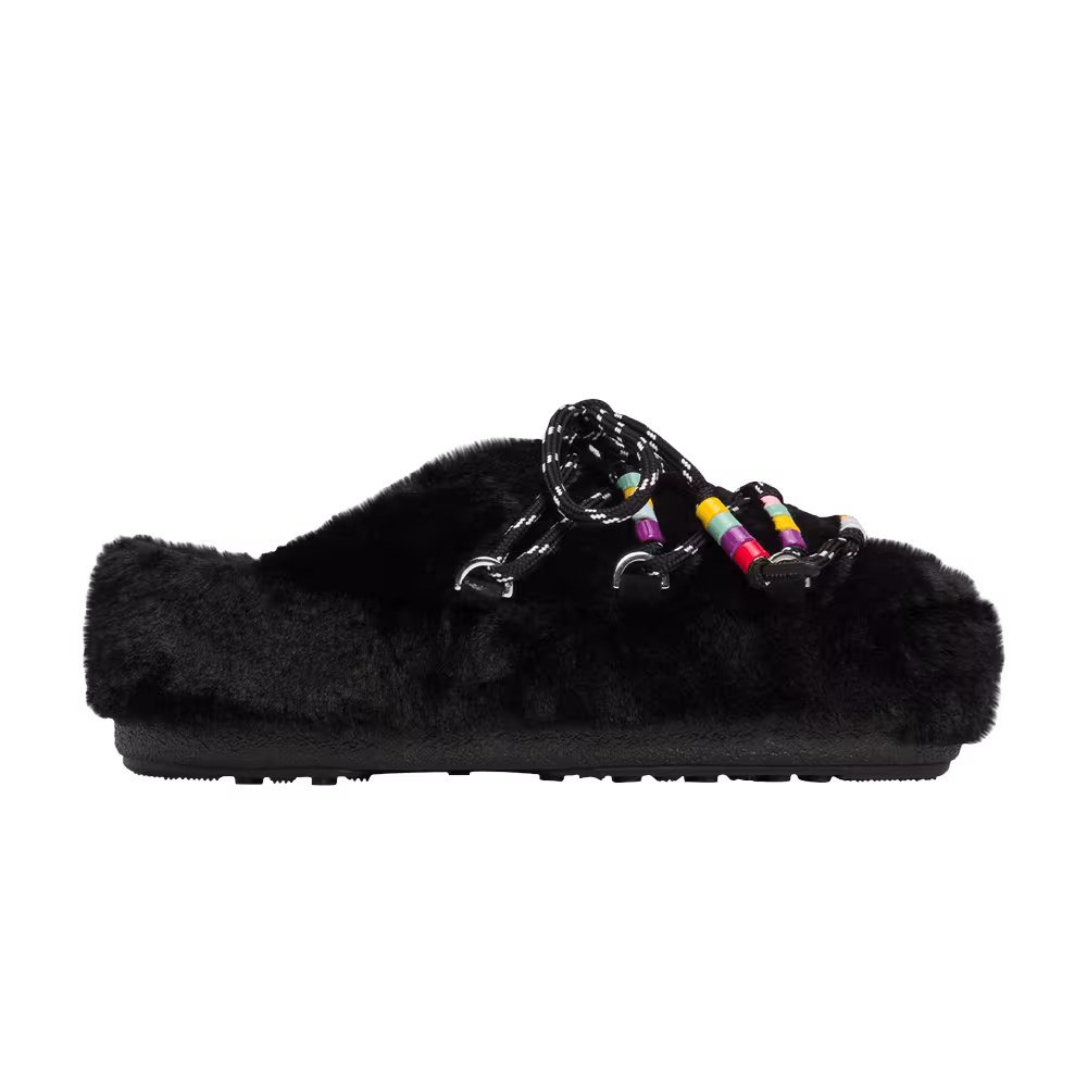 Moon Boot Mule Faux Fur Black Beads