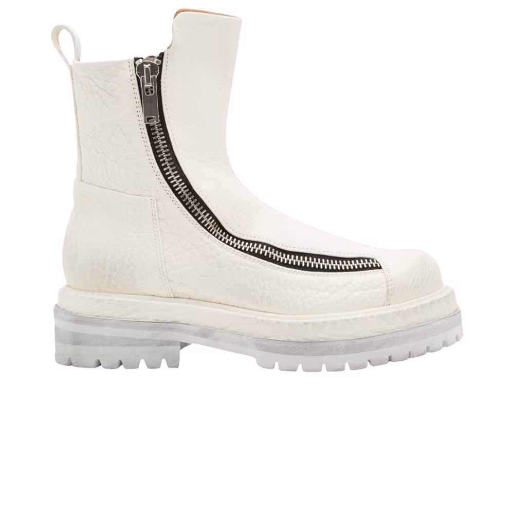 424 Double Zipper Boot White