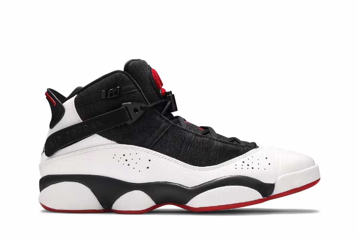 Air Jordan 6 Rings Black White Gym Red, view 2