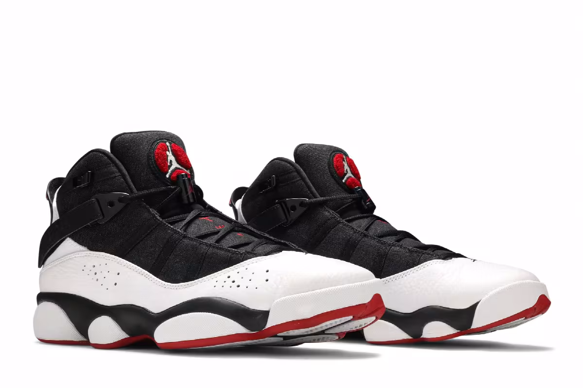 Air Jordan 6 Rings Black White Gym Red, view 9