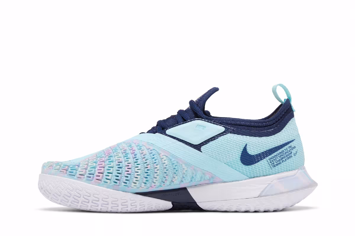 Women's NikeCourt React Vapor NXT Glacier Ice Midnight Navy, view 4