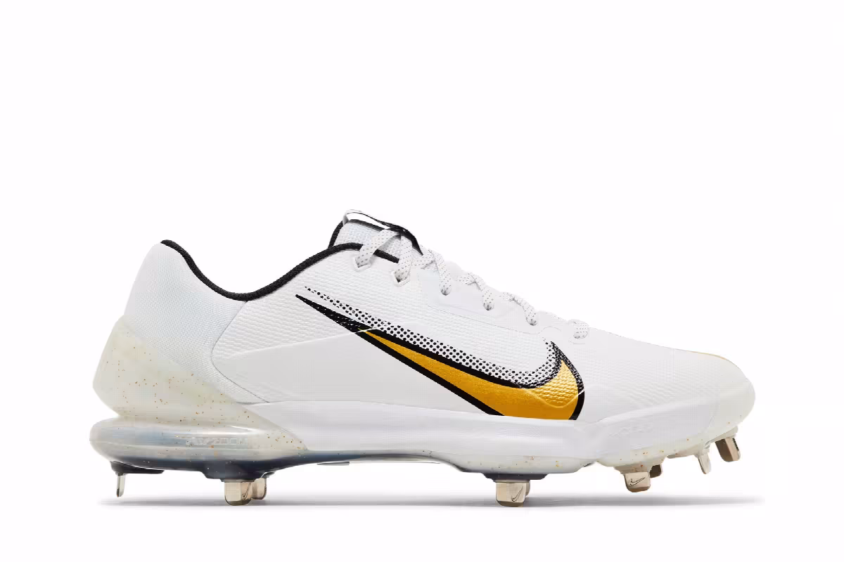 Nike Force Zoom Trout 7 Pro White Metallic Gold, view 2