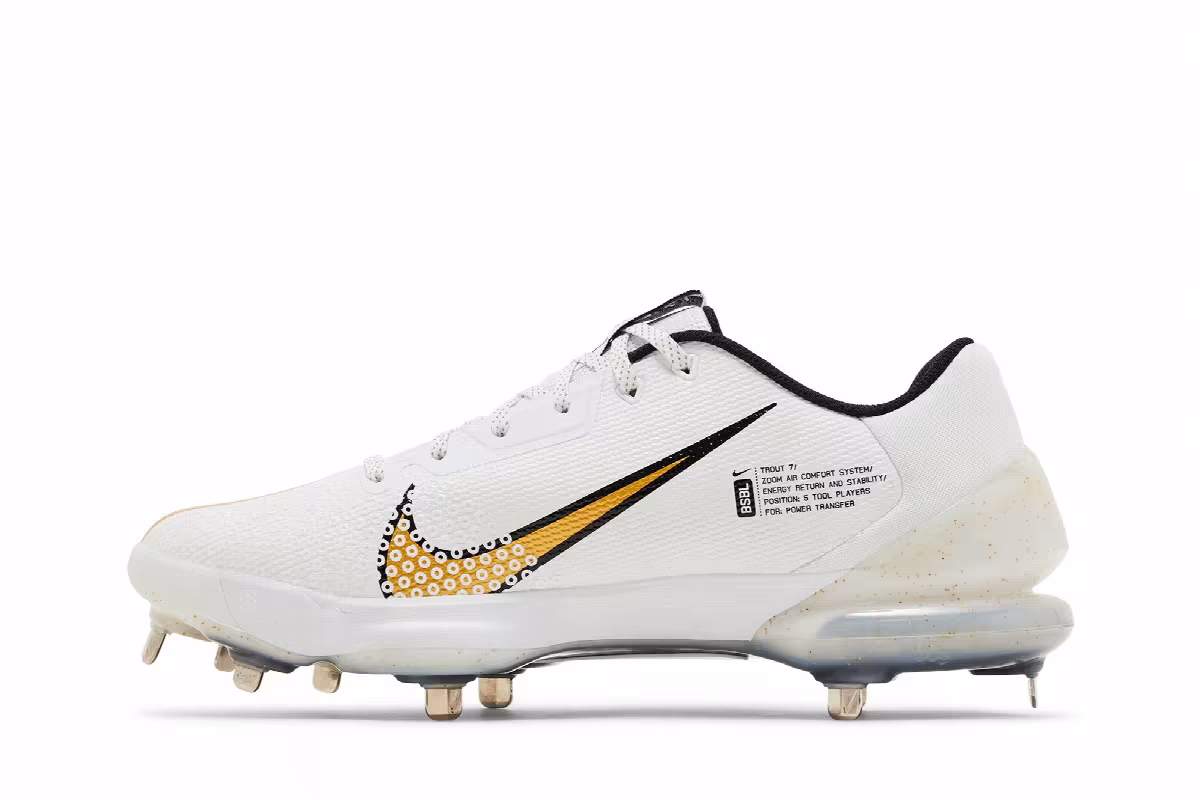 Nike Force Zoom Trout 7 Pro White Metallic Gold, view 4