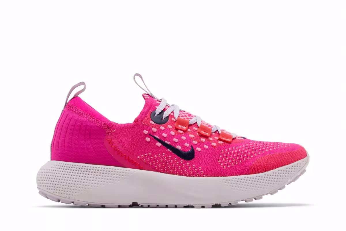 Nike Women's React Escape Run Flyknit Pink Prime, view 2