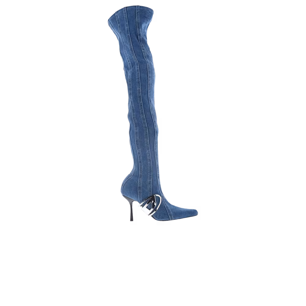 Diesel Women's D-Eclipse Thigh High Boot Washed Denim