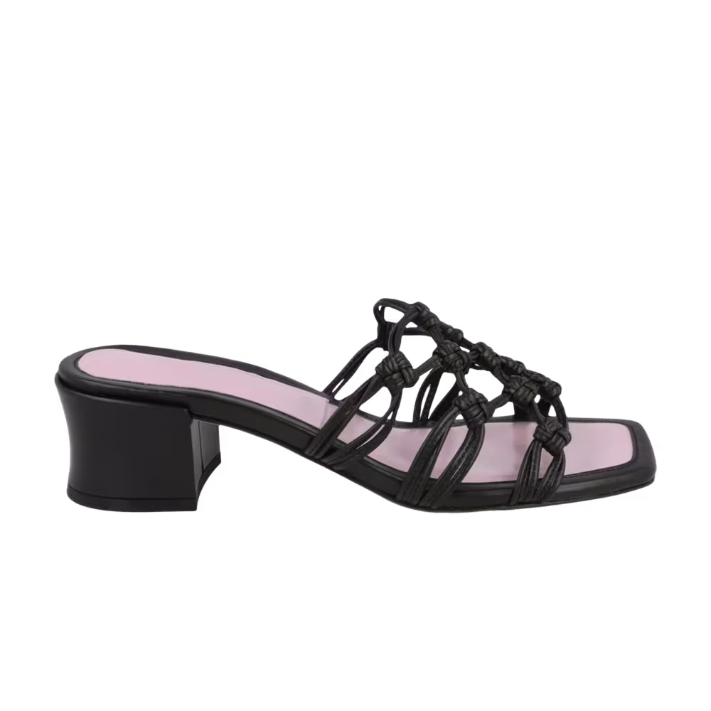 BY FAR Women's Marsha Knotted Leather Mule Sandal Black