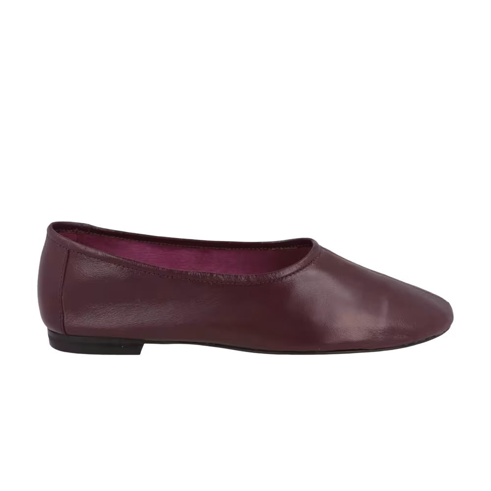 BY FAR Women's Prudence Leather Flat Burgundy