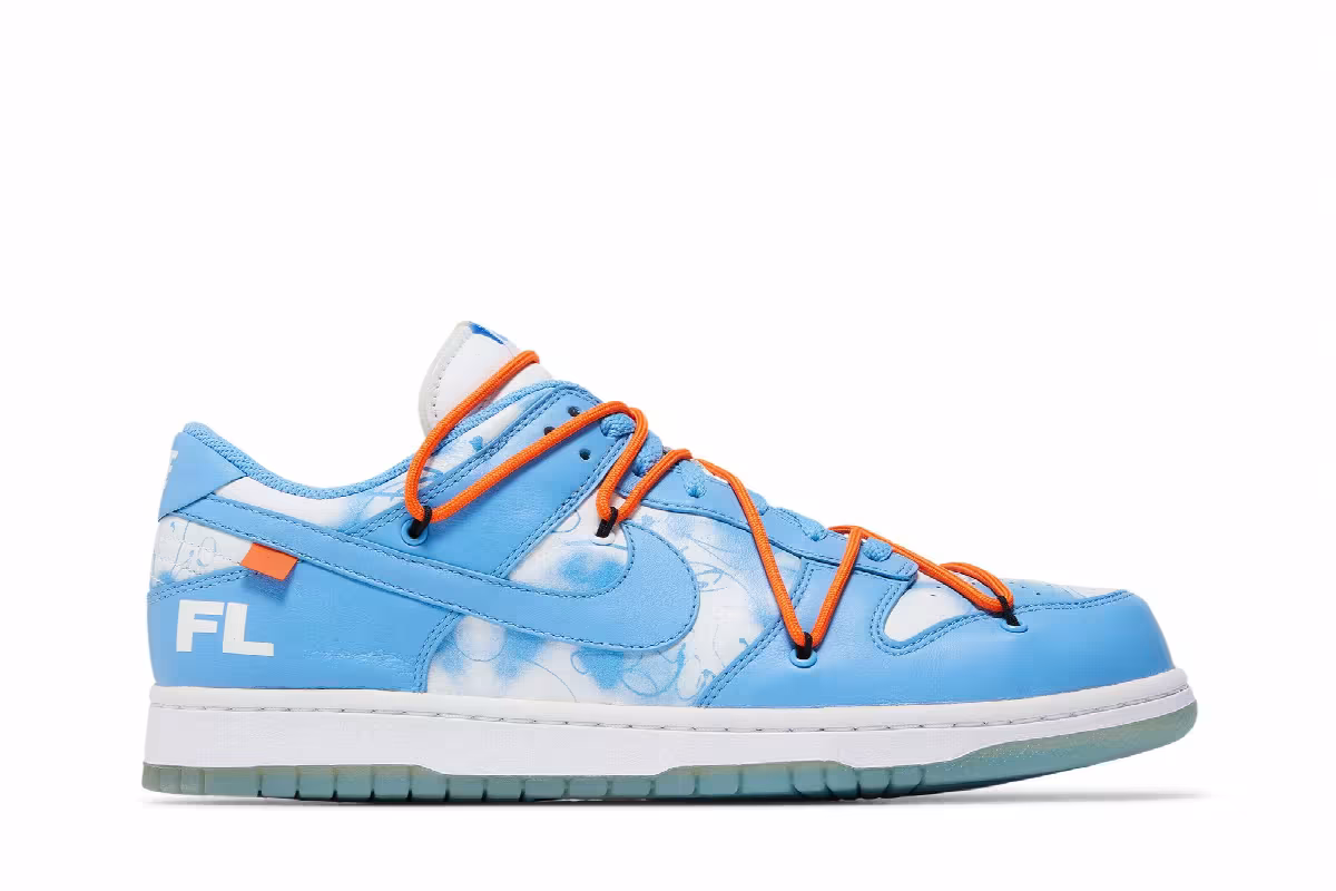 Off-White x Futura x Nike Dunk Low UNC, view 2