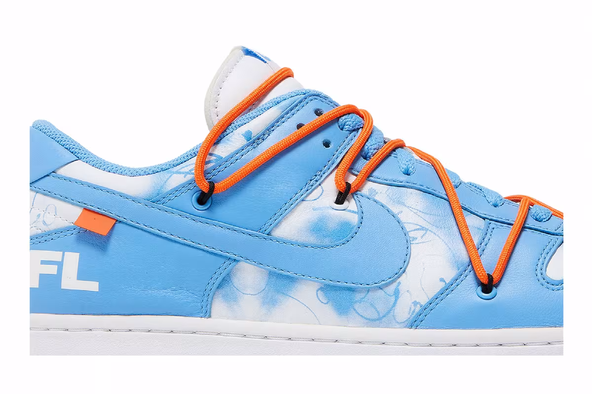 Off-White x Futura x Nike Dunk Low UNC, view 3
