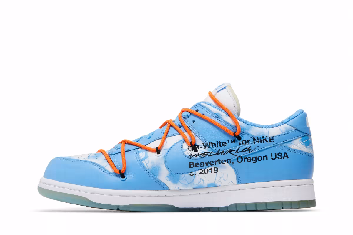 Off-White x Futura x Nike Dunk Low UNC, view 4