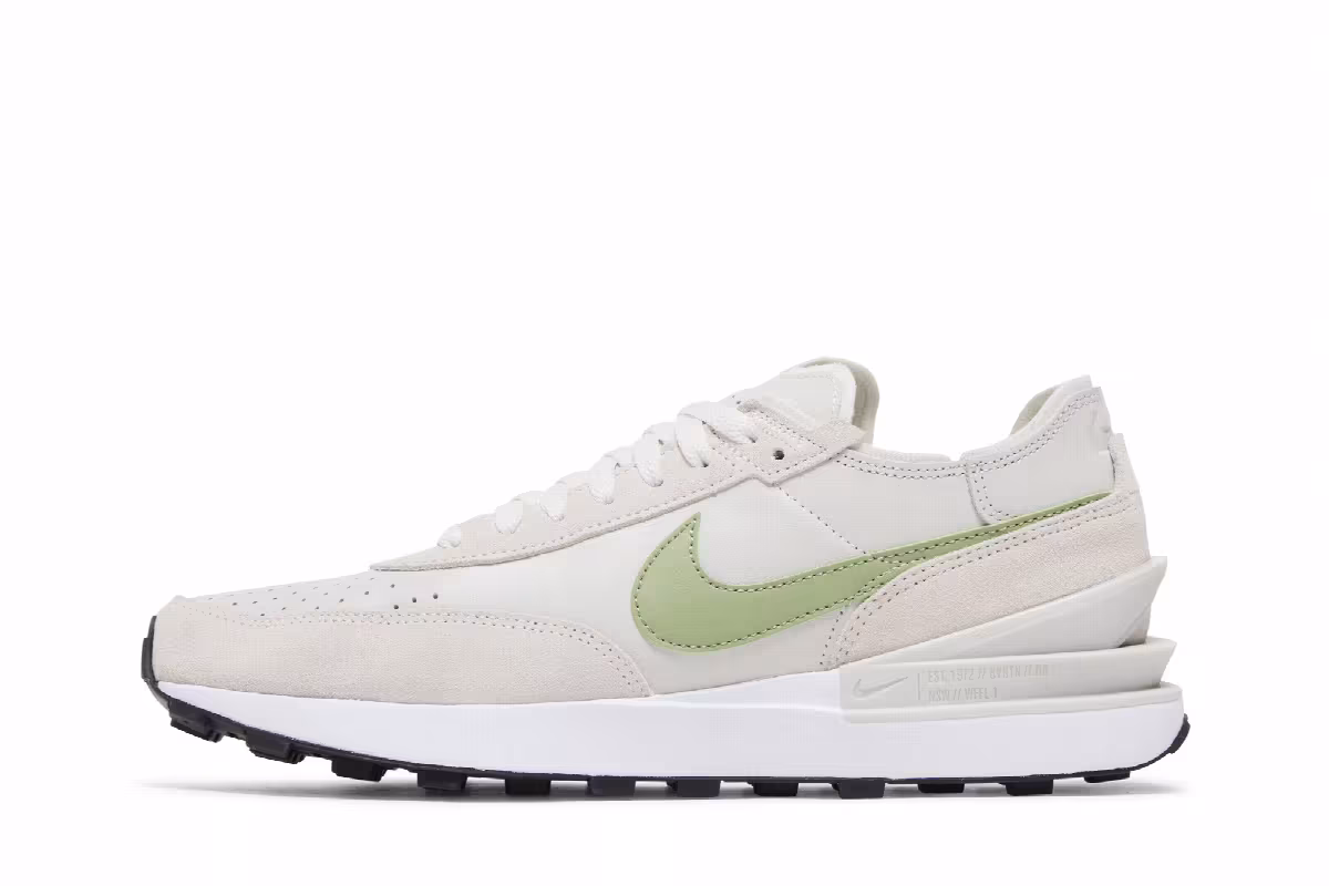 Nike Waffle One Leather Light Bone Oil Green, view 4