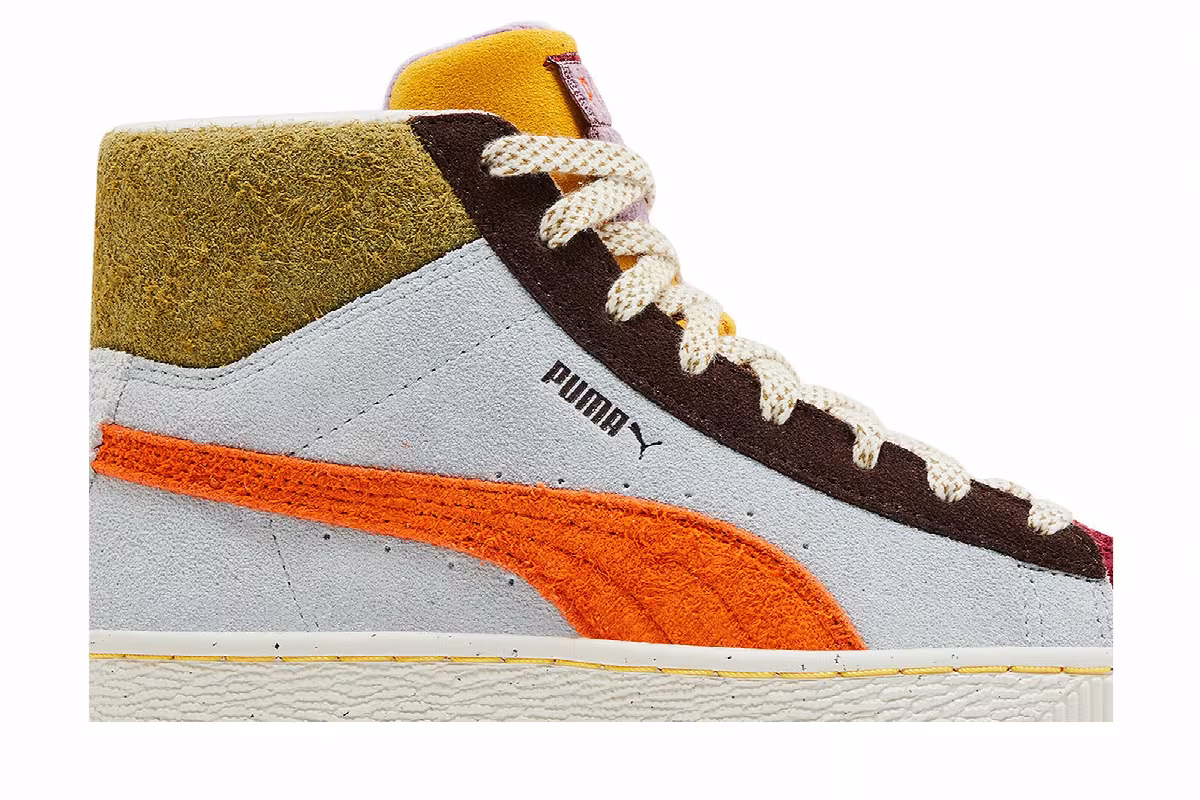 Puma lemlem x Women's Suede Mid Icy Blue Cayenne Pepper, view 3