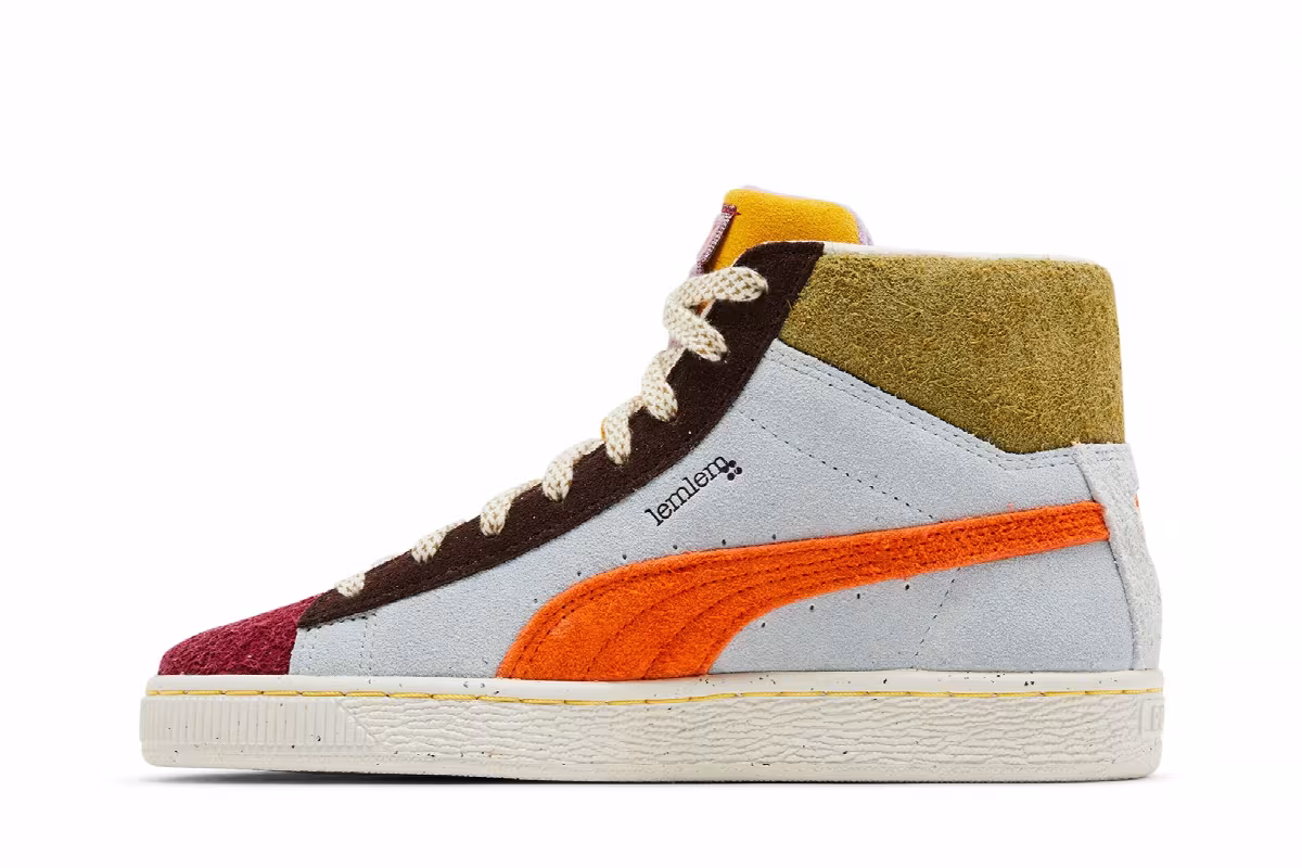 Puma lemlem x Women's Suede Mid Icy Blue Cayenne Pepper, view 4