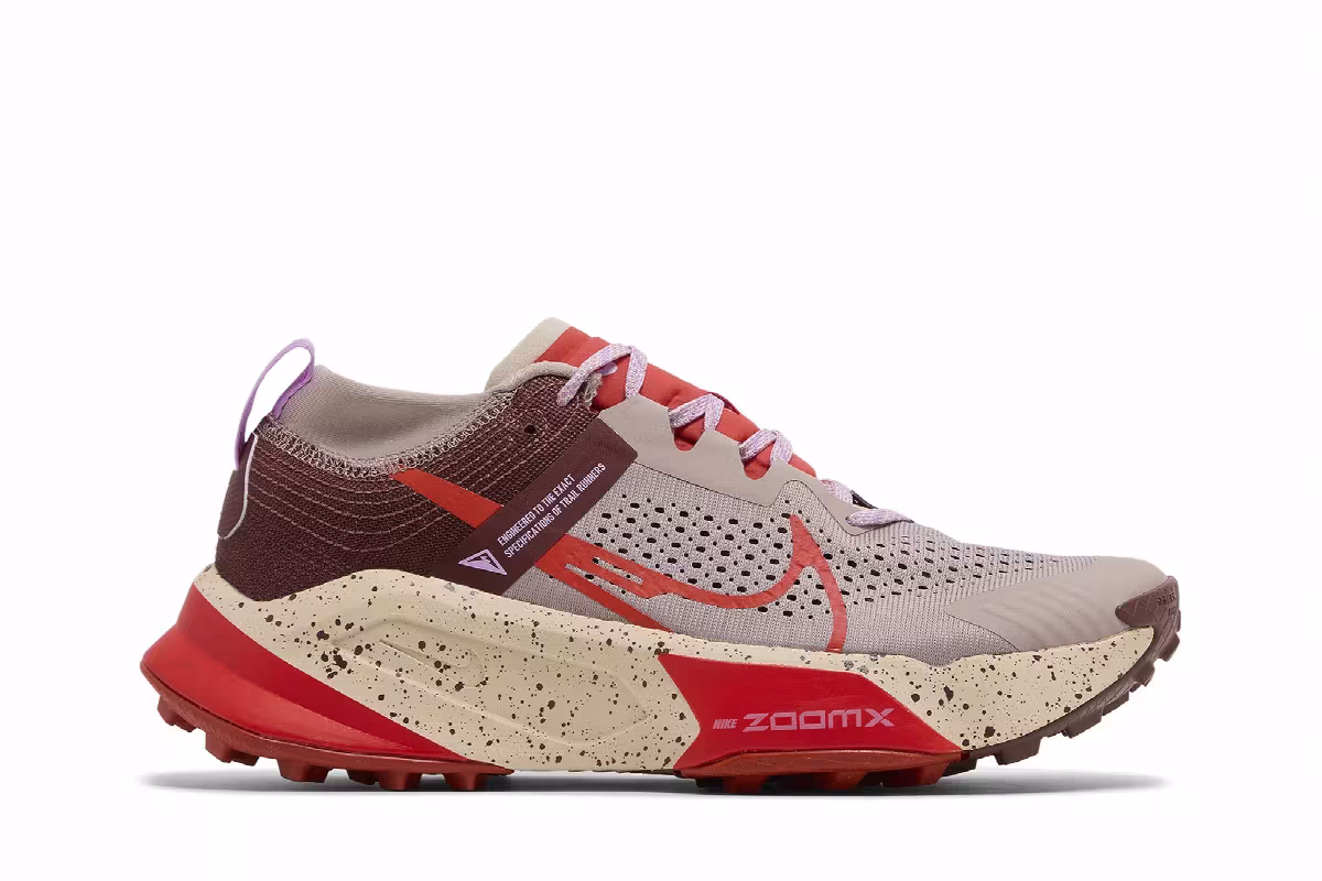 Nike Women's ZoomX Zegama Diffused Taupe Picante Red, view 2