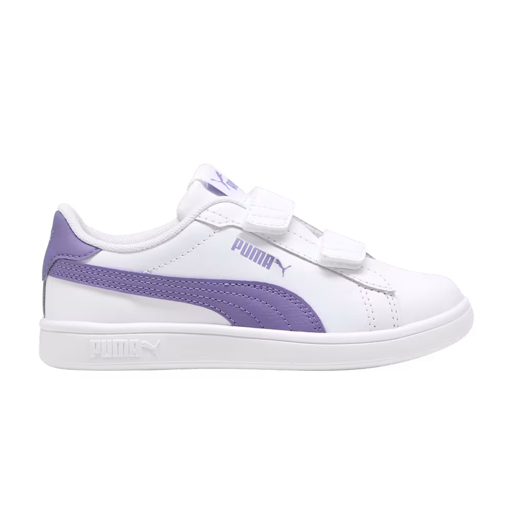 Puma Smash 3.0 Leather Velcro Little Kid White Lavender Alert