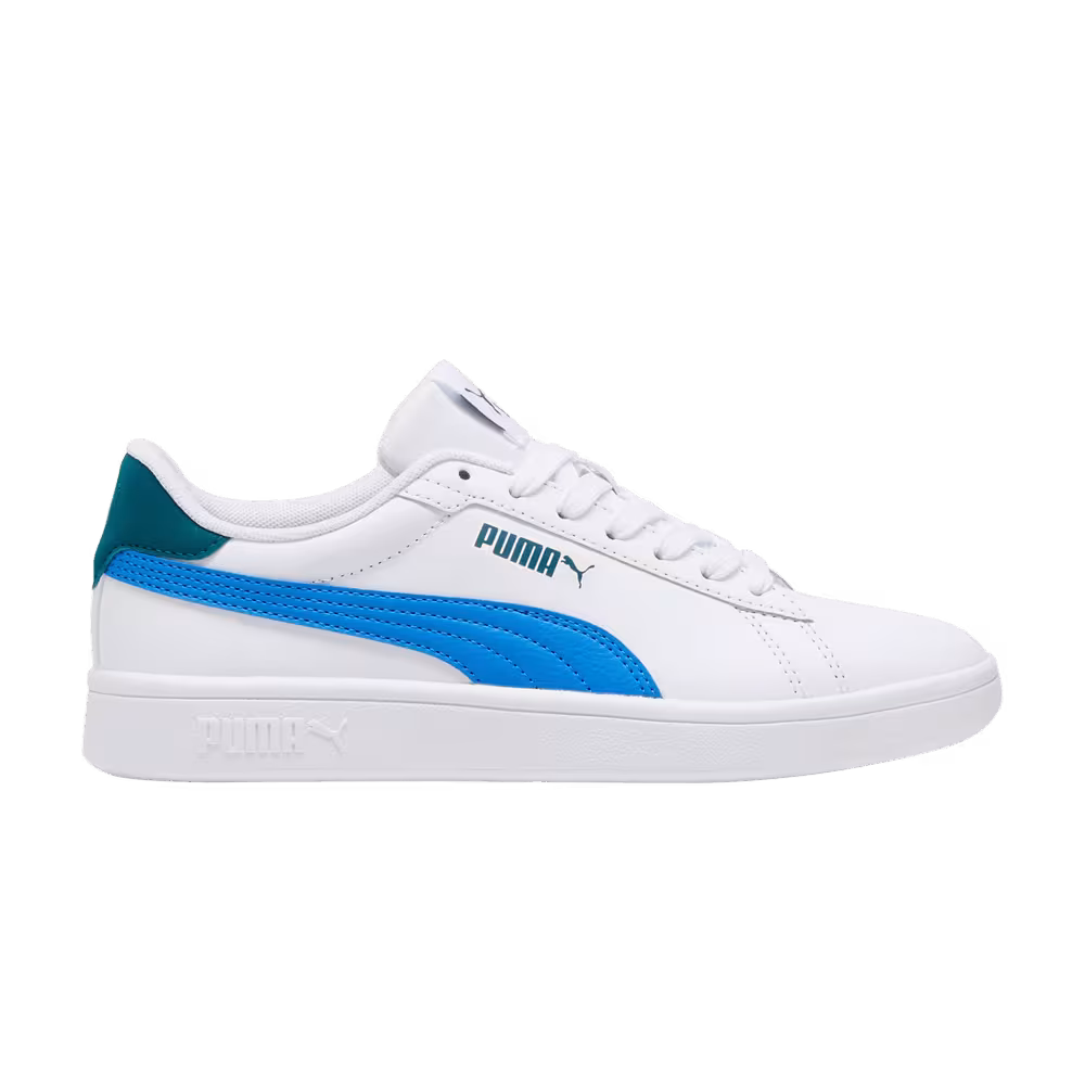 Puma Smash 3.0 Leather Big Kid White Hyperlink Blue Green