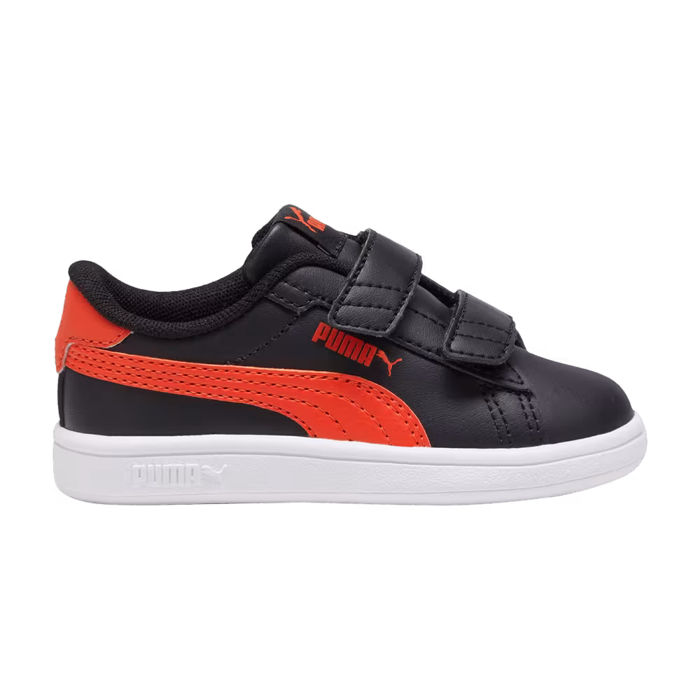 Puma Smash 3.0 Leather Velcro Toddler Black Red