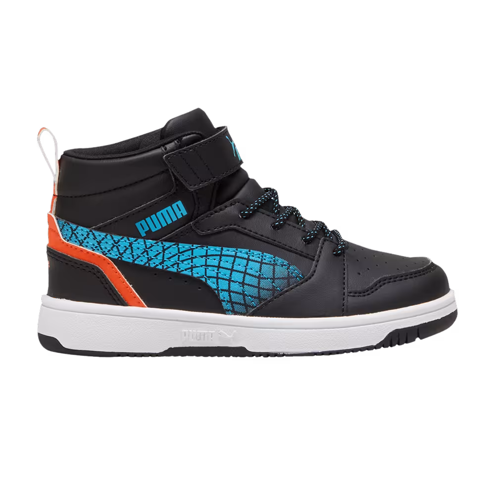 Puma Rebound V6 Mid Little Kid Black Flame Flicker