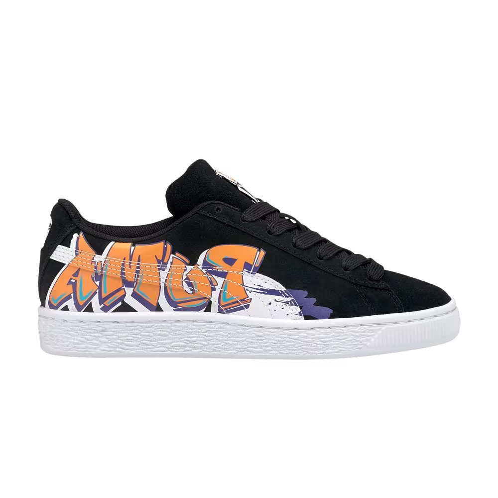 Puma Suede Street Art Jr Black Vibrant Orange