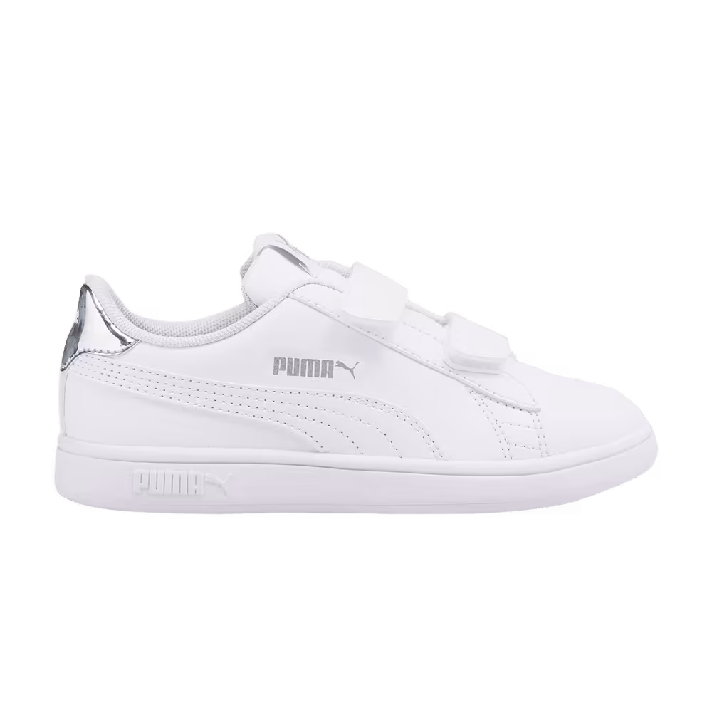 Puma Smash v2 Little Kid Mirror Metallic - White Silver