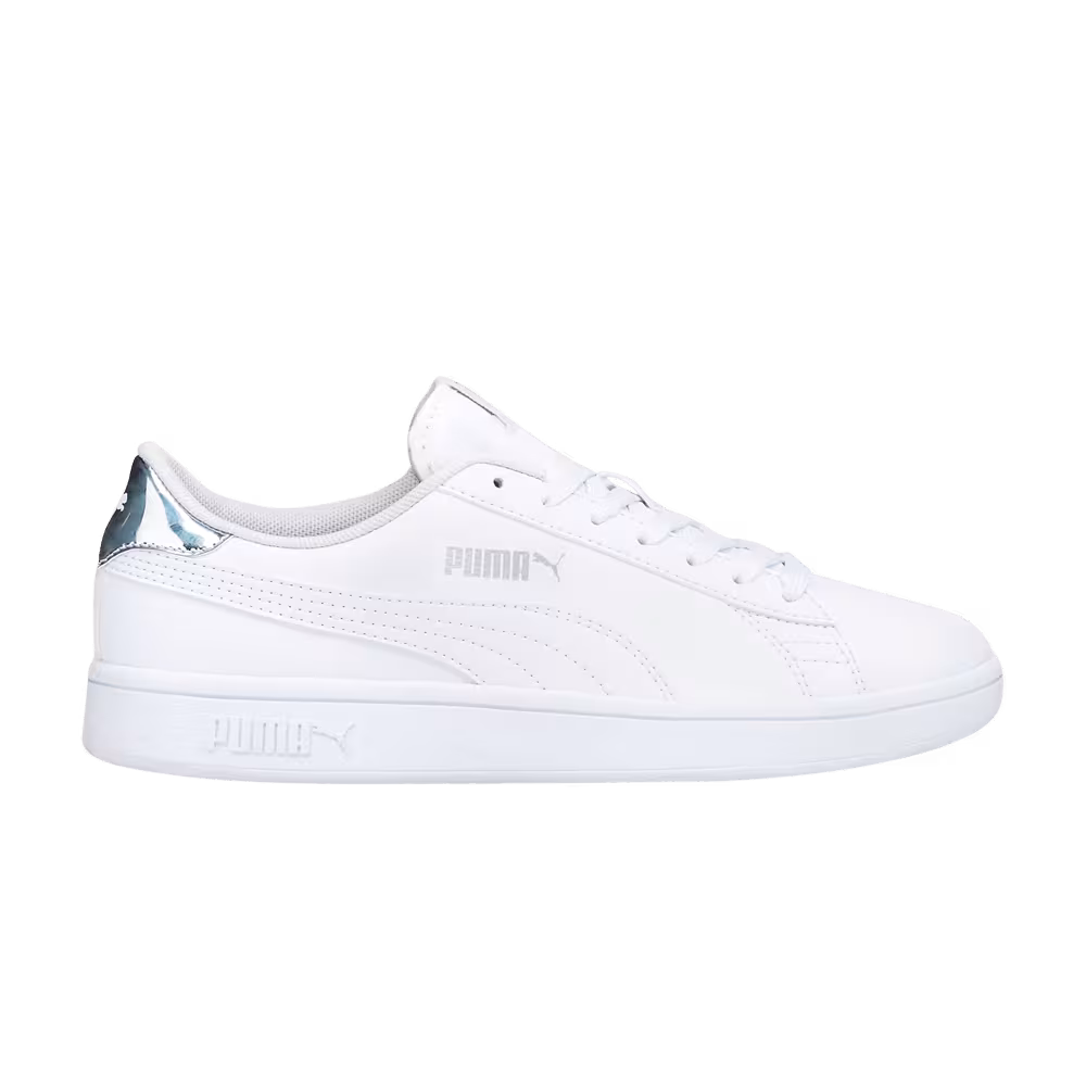 Puma Smash v2 Big Kid Mirror Metallic - White Silver