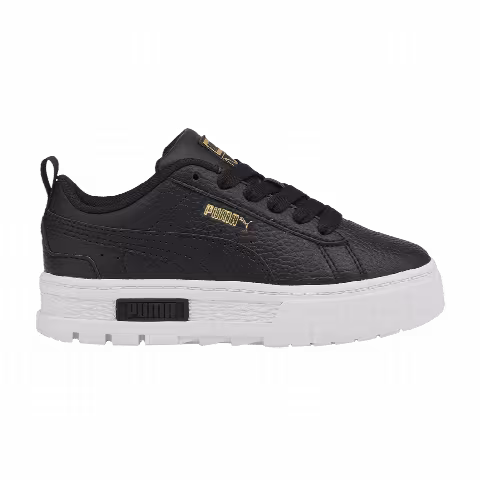 Puma Mayze Leather Little Kid 'Black Team Gold'