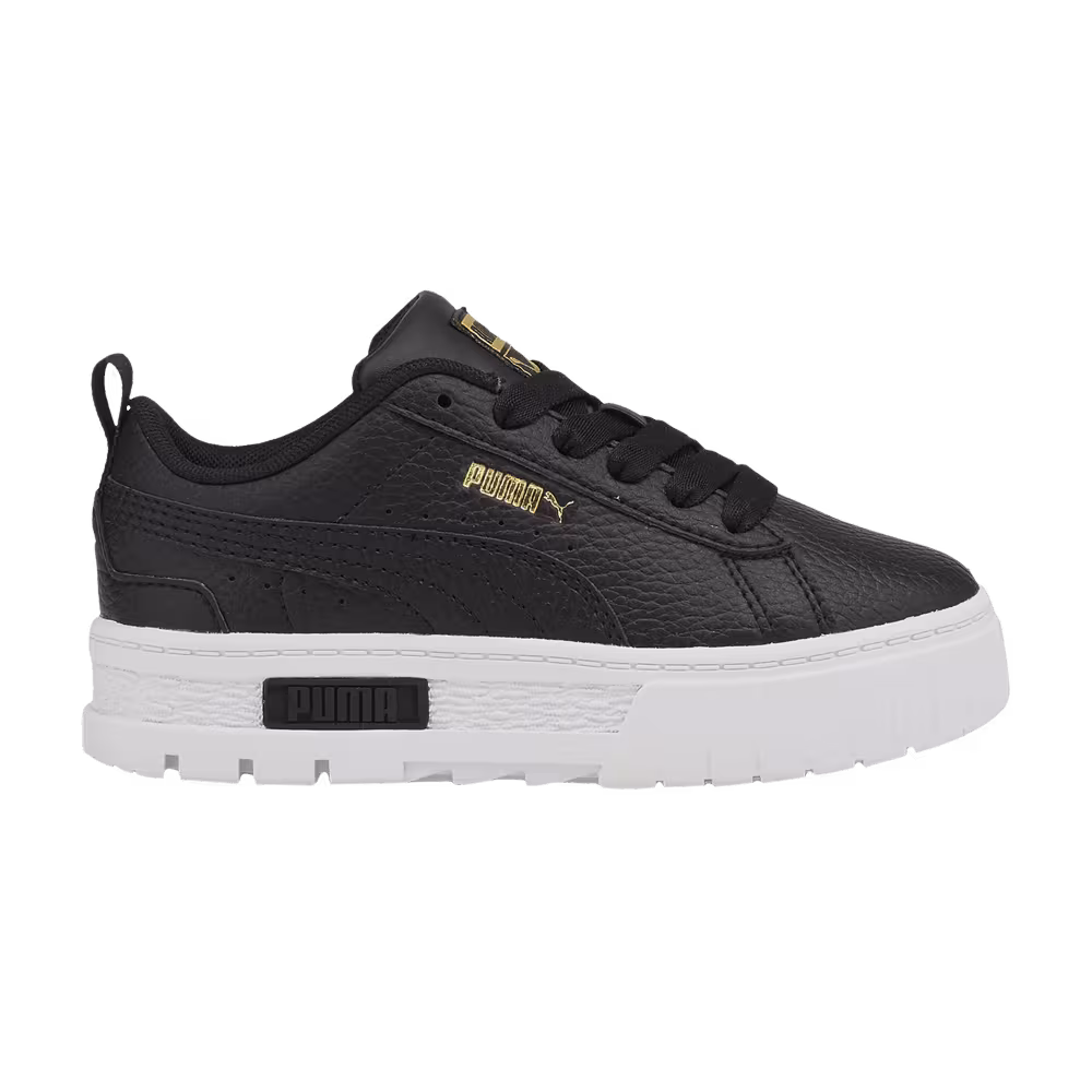 Puma Mayze Leather Little Kid Black Team Gold