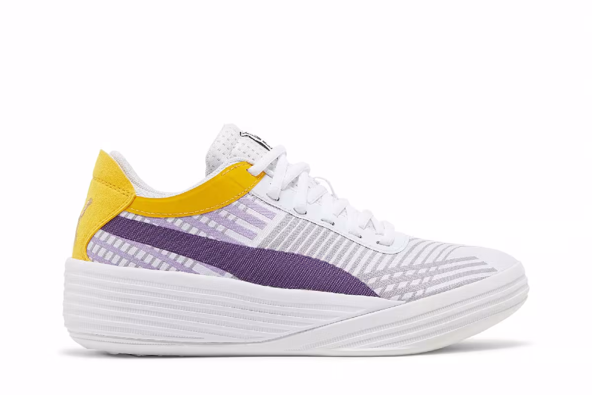Puma Clyde All-Pro Jr White Spectra Yellow, view 2
