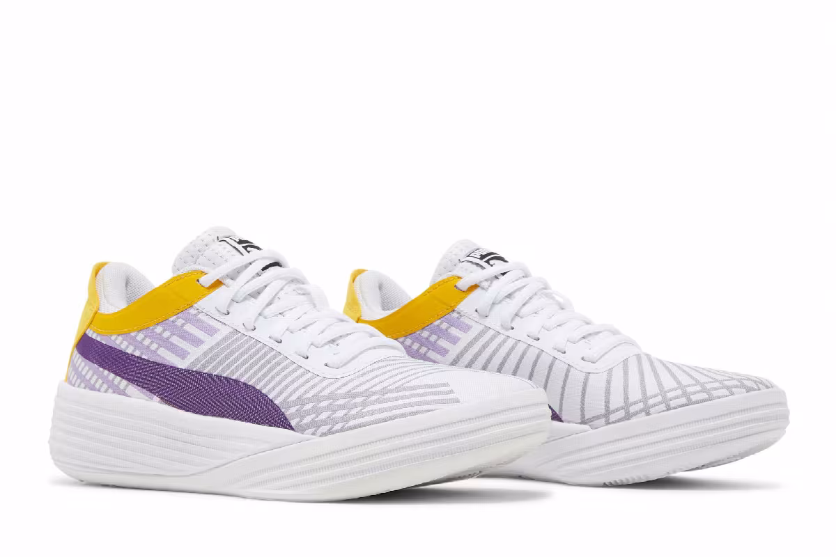 Puma Clyde All-Pro Jr White Spectra Yellow, view 9
