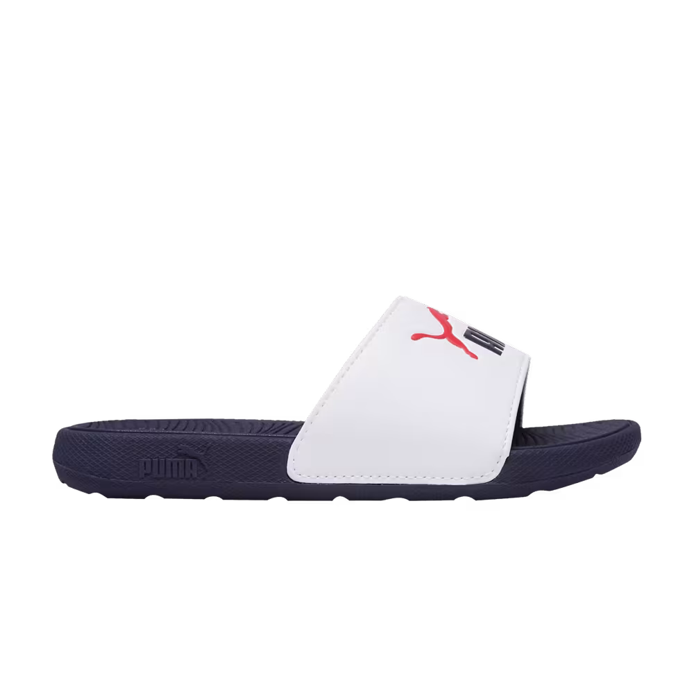 Puma Cool Cat 2.0 Slide Little Kid White Navy