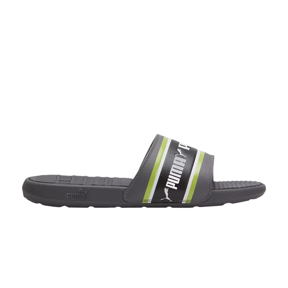 Puma Cool Cat Slide Stripe Repeat - Castlerock Limepunch