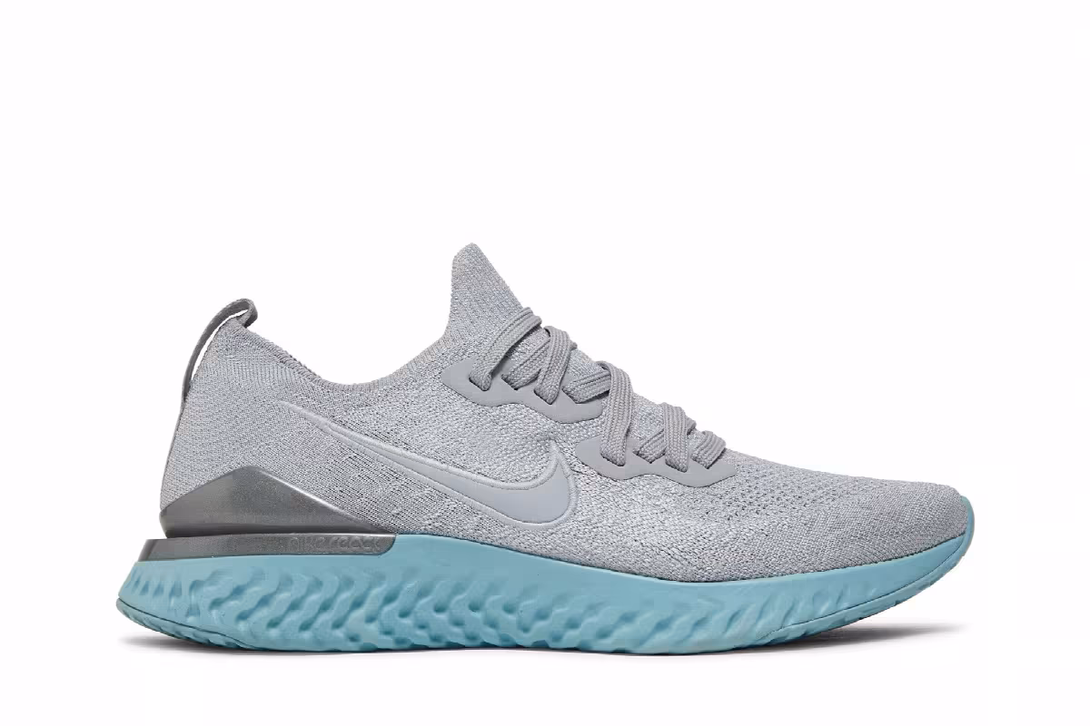 Nike Women's Epic React Flyknit 2 Wolf Grey Ocean Bliss, view 2